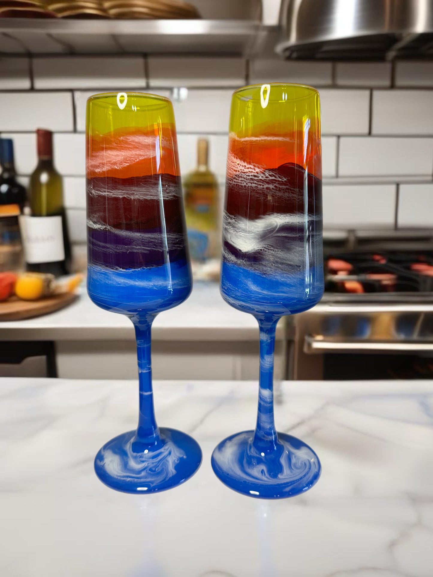 Sunset Wine Glasses and Drinkware-Handmade
