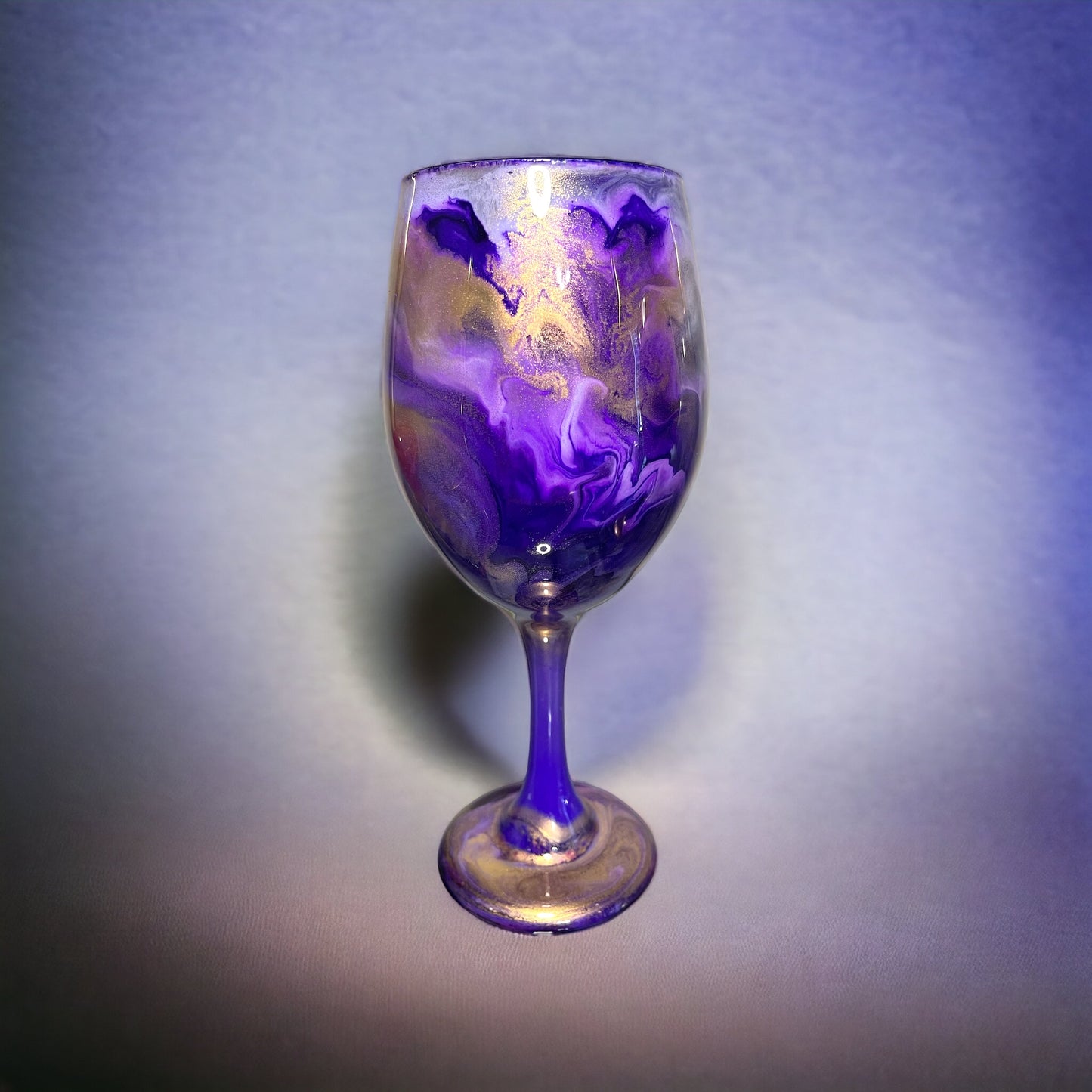 Purple and Gold Swirl Wine Glasses and Drinkware-Handmade