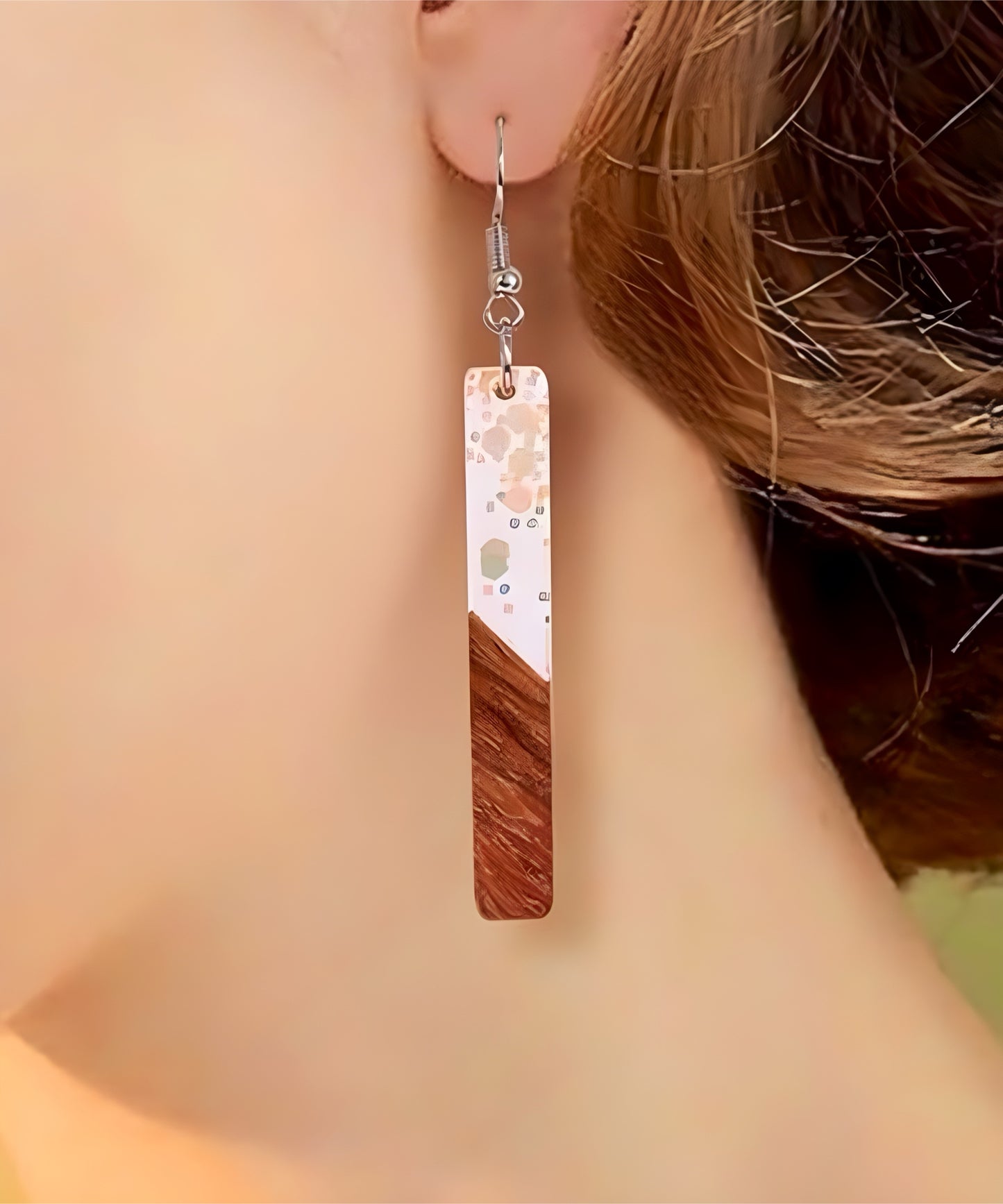Wood and Resin Drop Earrings-Multiple Colors Available