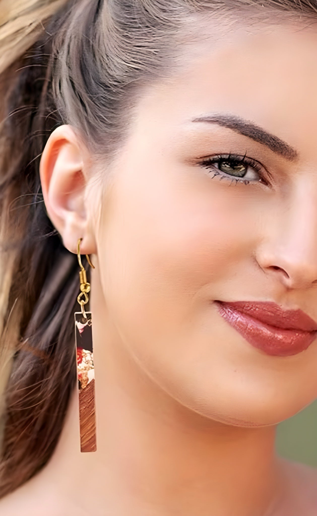 Wood and Resin Drop Earrings-Multiple Colors Available