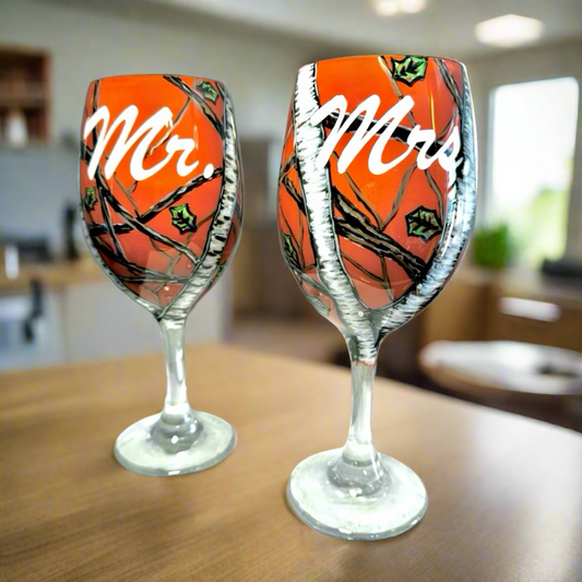 Camouflage Wine Glass-Handmade