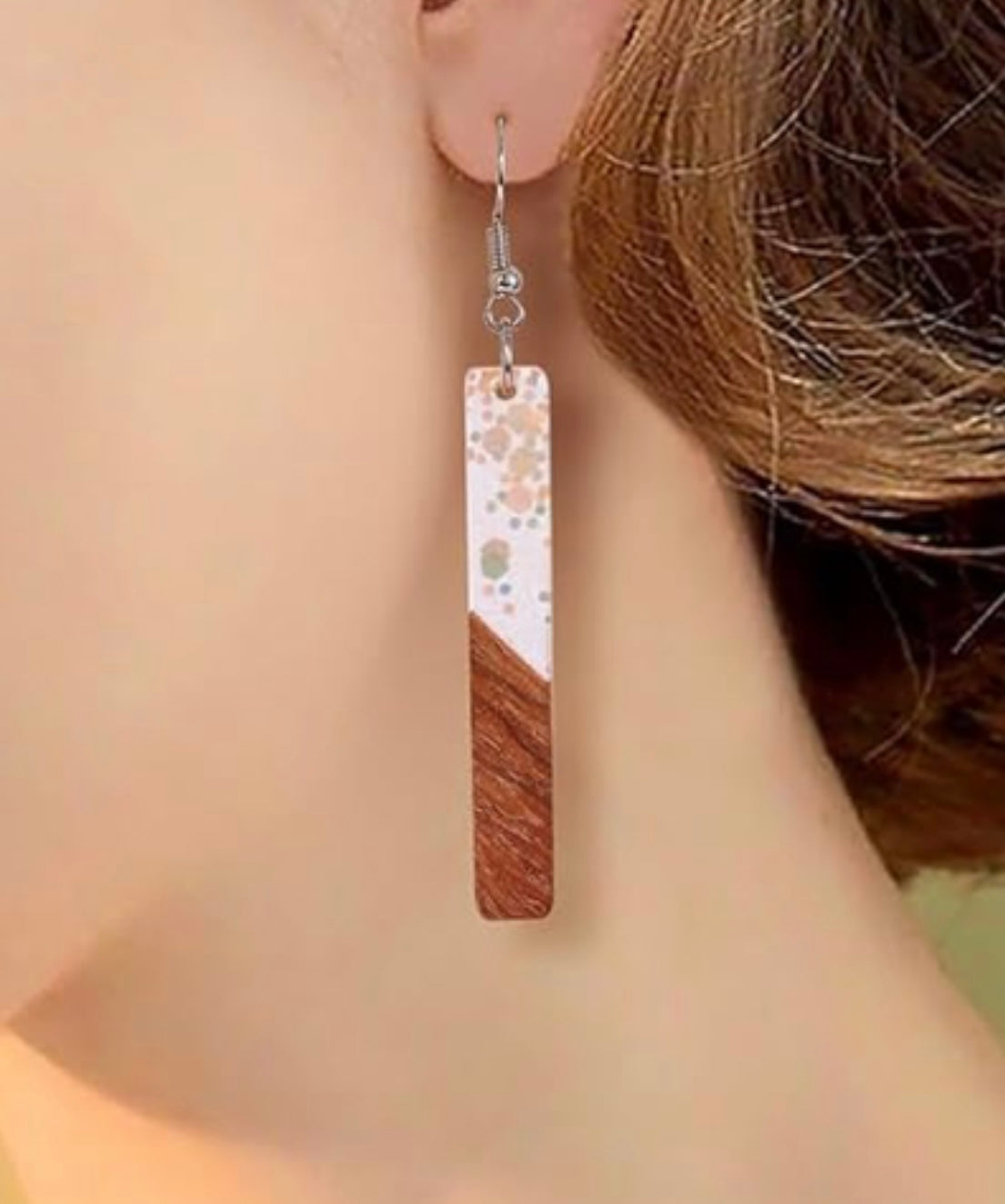 Wood and Resin Drop Earrings-Multiple Colors Available