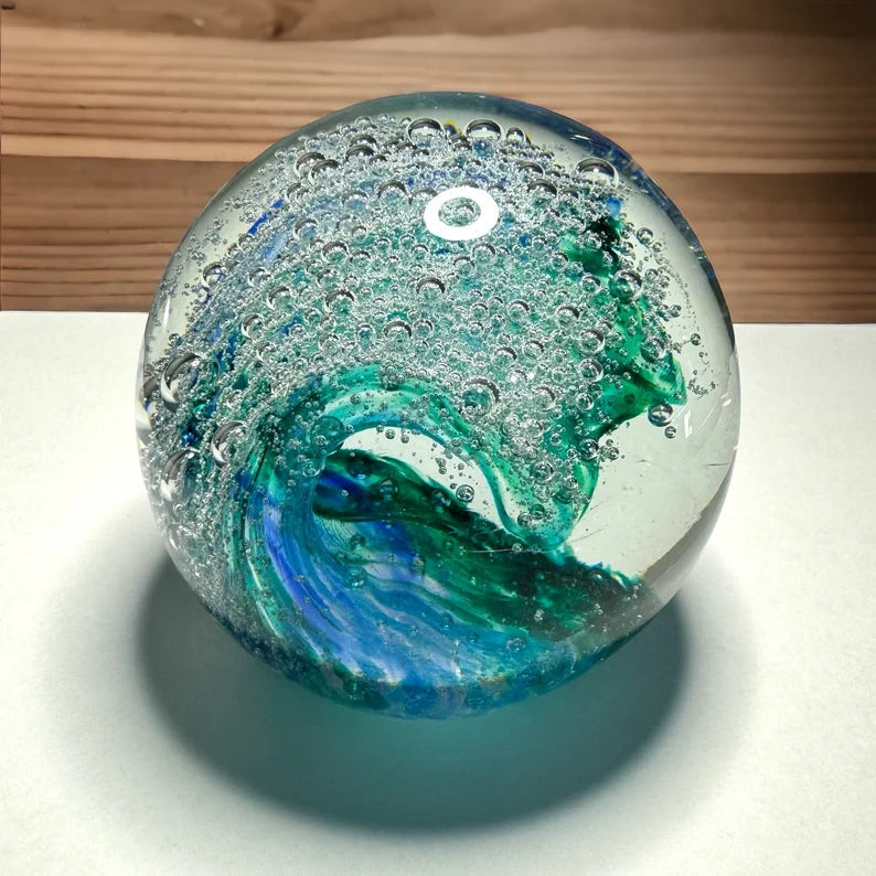 Ocean Wave Glass Art Sculpture-Paperweight