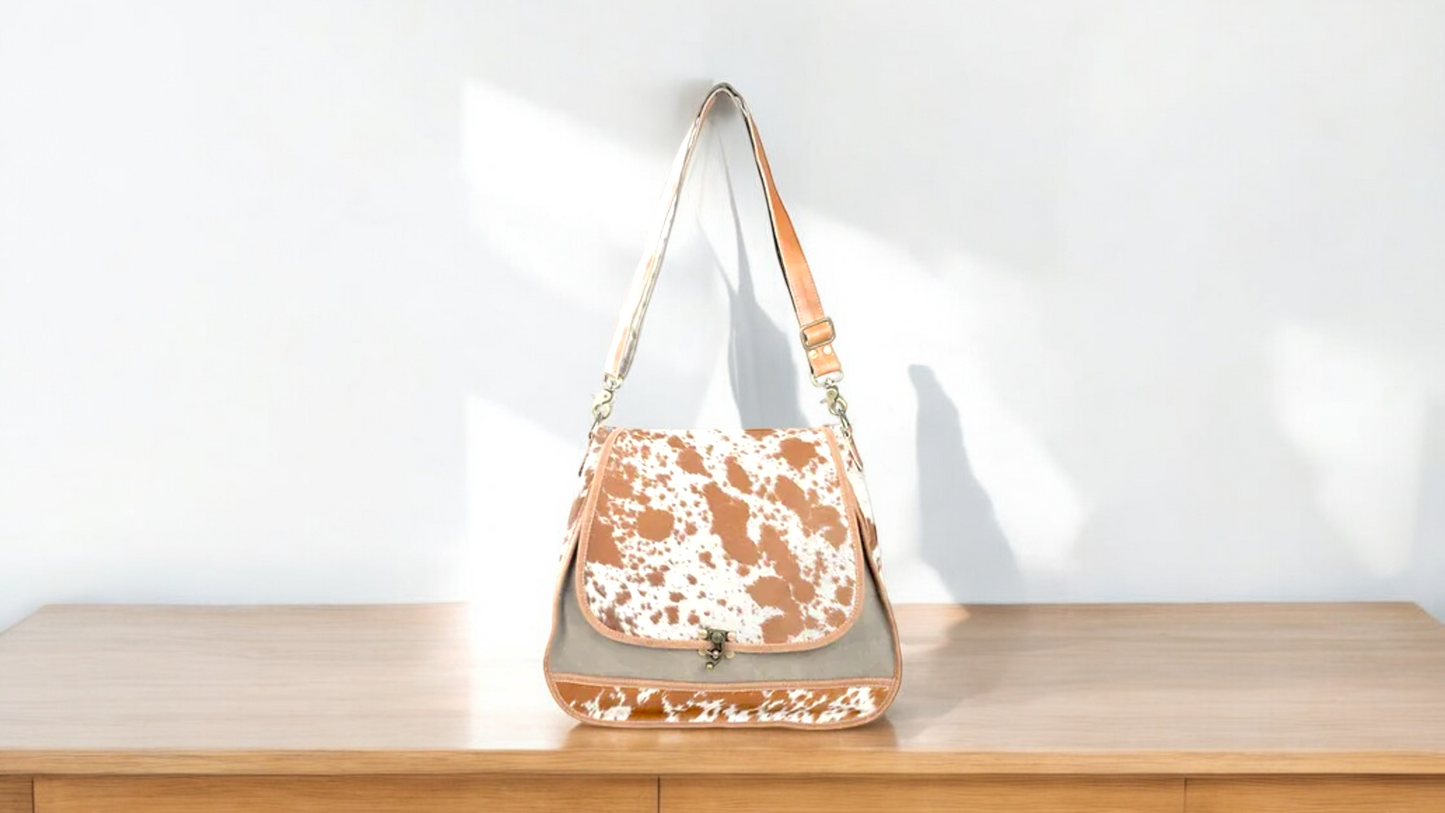 Cowhide Shoulder Bag with Latch