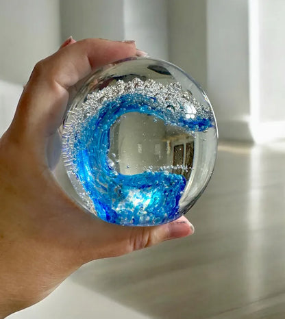 Ocean Wave Glass Art Sculpture-Paperweight
