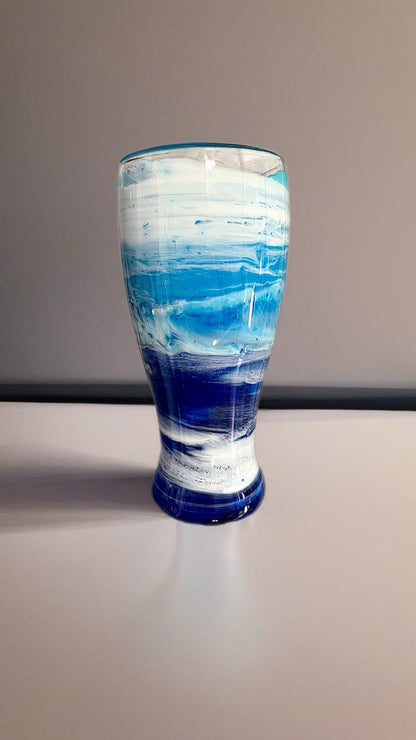 Blue Waves Wine Glasses and Drinkware-Handmade