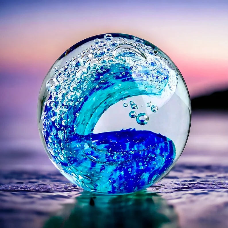 Ocean Wave Glass Art Sculpture-Paperweight