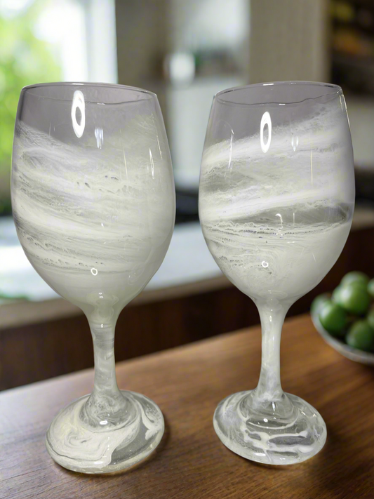 White Mist Wine Glasses and Drinkware-Handmade