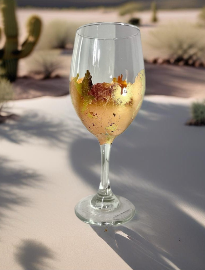 Gold Leaf Wine Glasses and Drinkware-Handmade