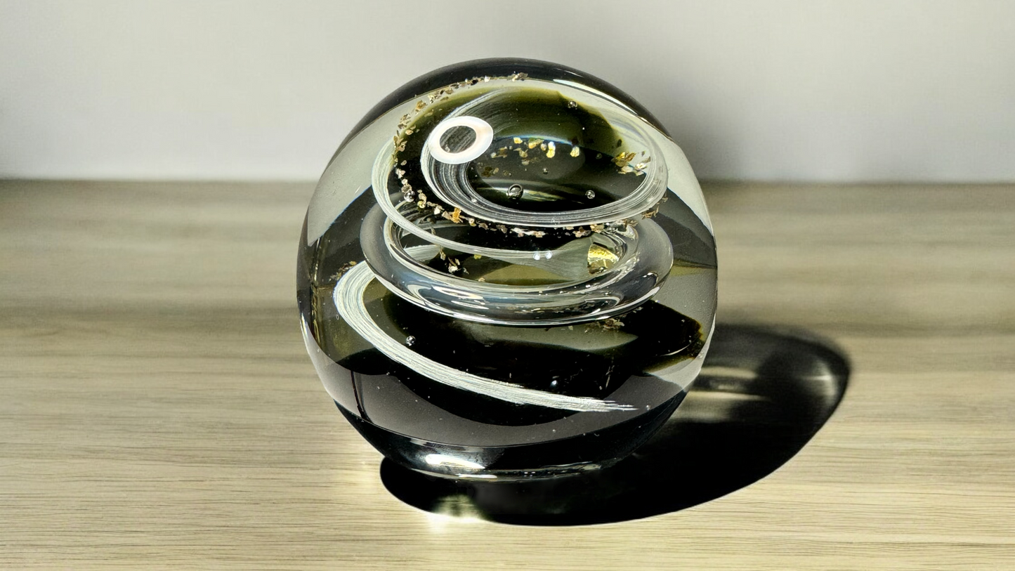Black Swirl Glass Art Sculpture-Paperweight