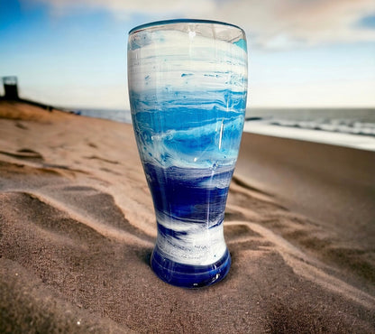 Blue Waves Wine Glasses and Drinkware-Handmade