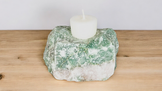 Rough Green Quartz Candleholder