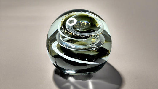 Black Swirl Glass Art Sculpture-Paperweight