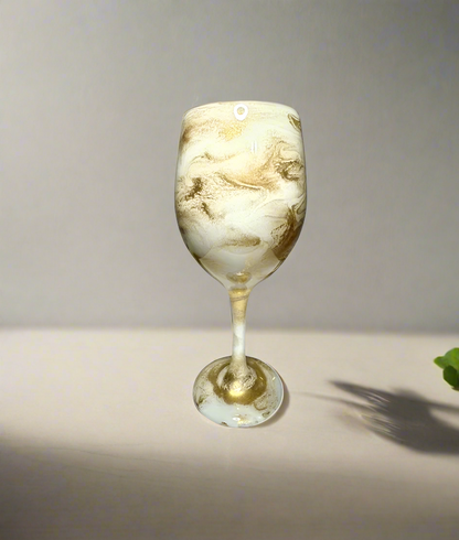 White and Gold Wine Glasses and Drinkware-Handmade