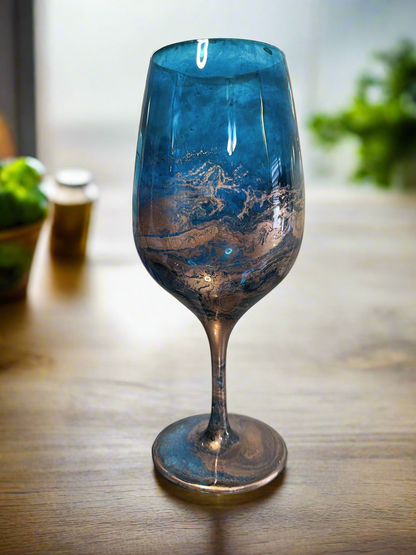Turquoise and Copper Wine Glass & Drinkware-Handmade