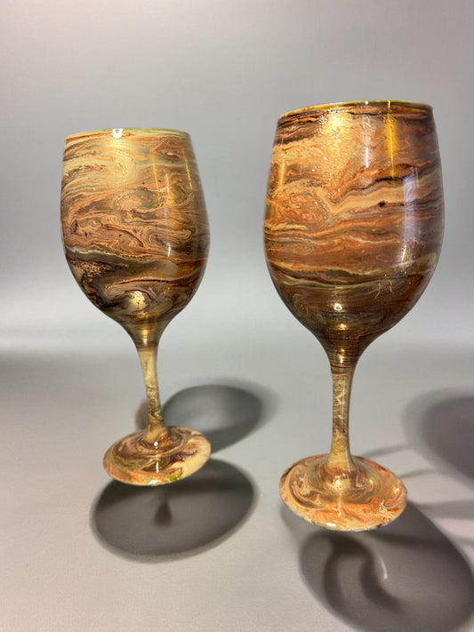 Gold Swirl Wine Glasses and Drinkware-Handmade