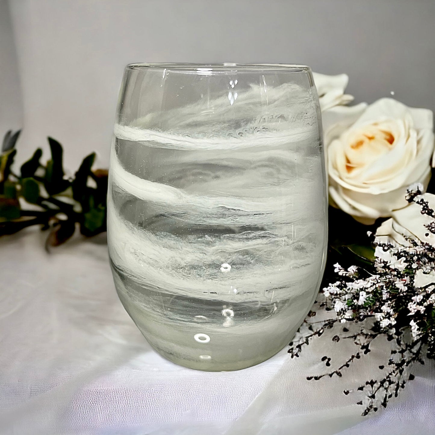 White Mist Wine Glasses and Drinkware-Handmade