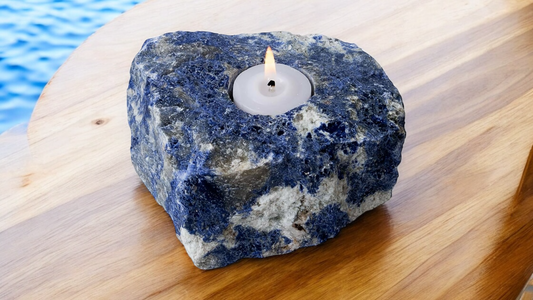 Rough Blue Quartz Candleholder