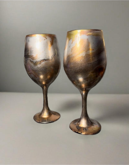 Pressed Metallic Wine Glasses and Drinkware-Handmade
