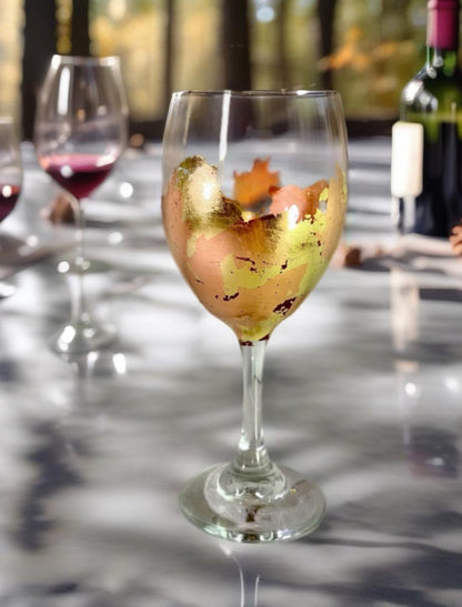Gold Leaf Wine Glasses and Drinkware-Handmade