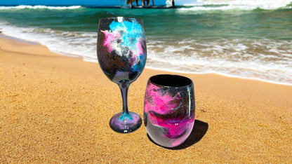 Galaxy Wine Glasses and Drinkware-Handmade