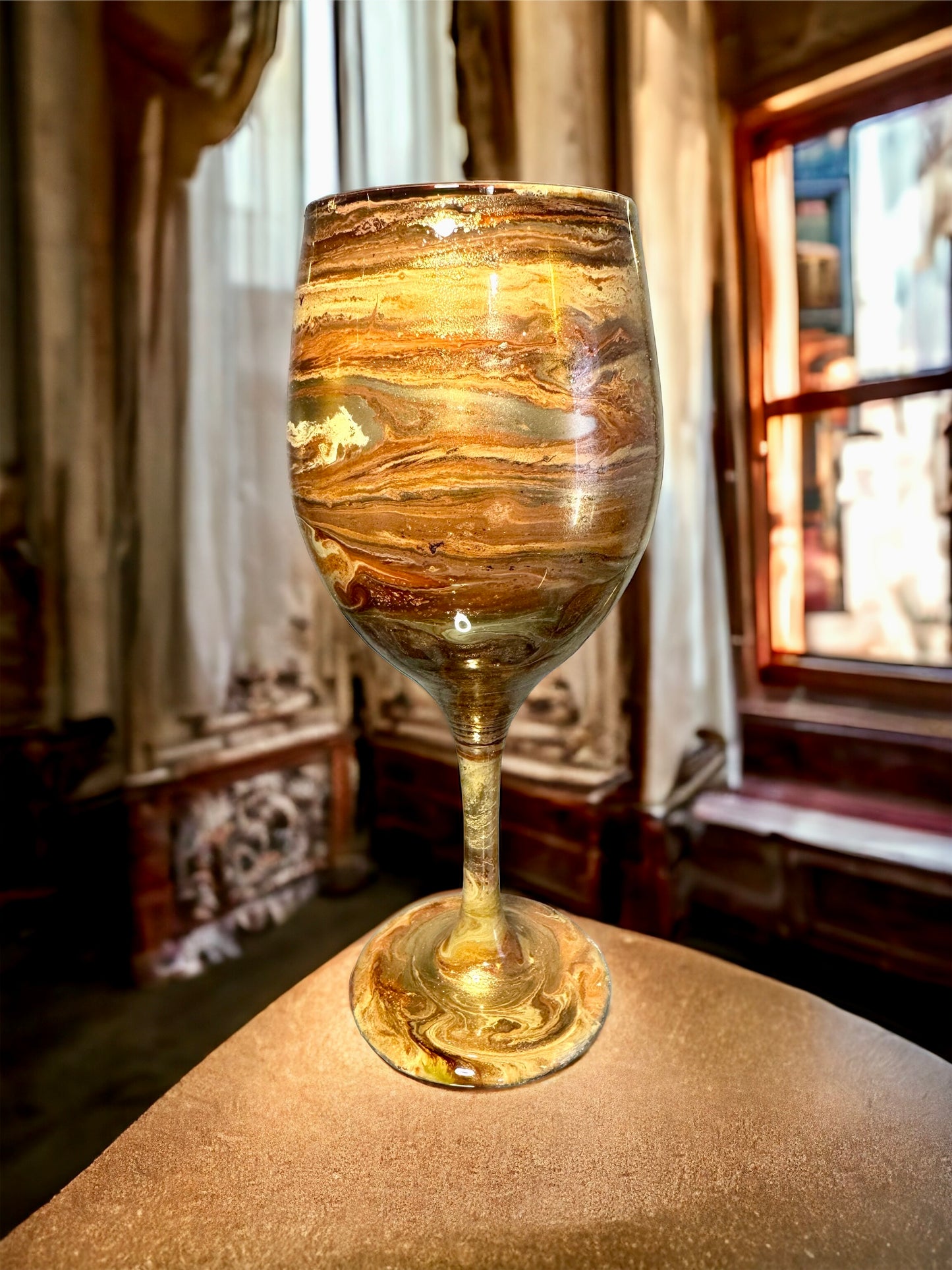 Gold Swirl Wine Glasses and Drinkware-Handmade