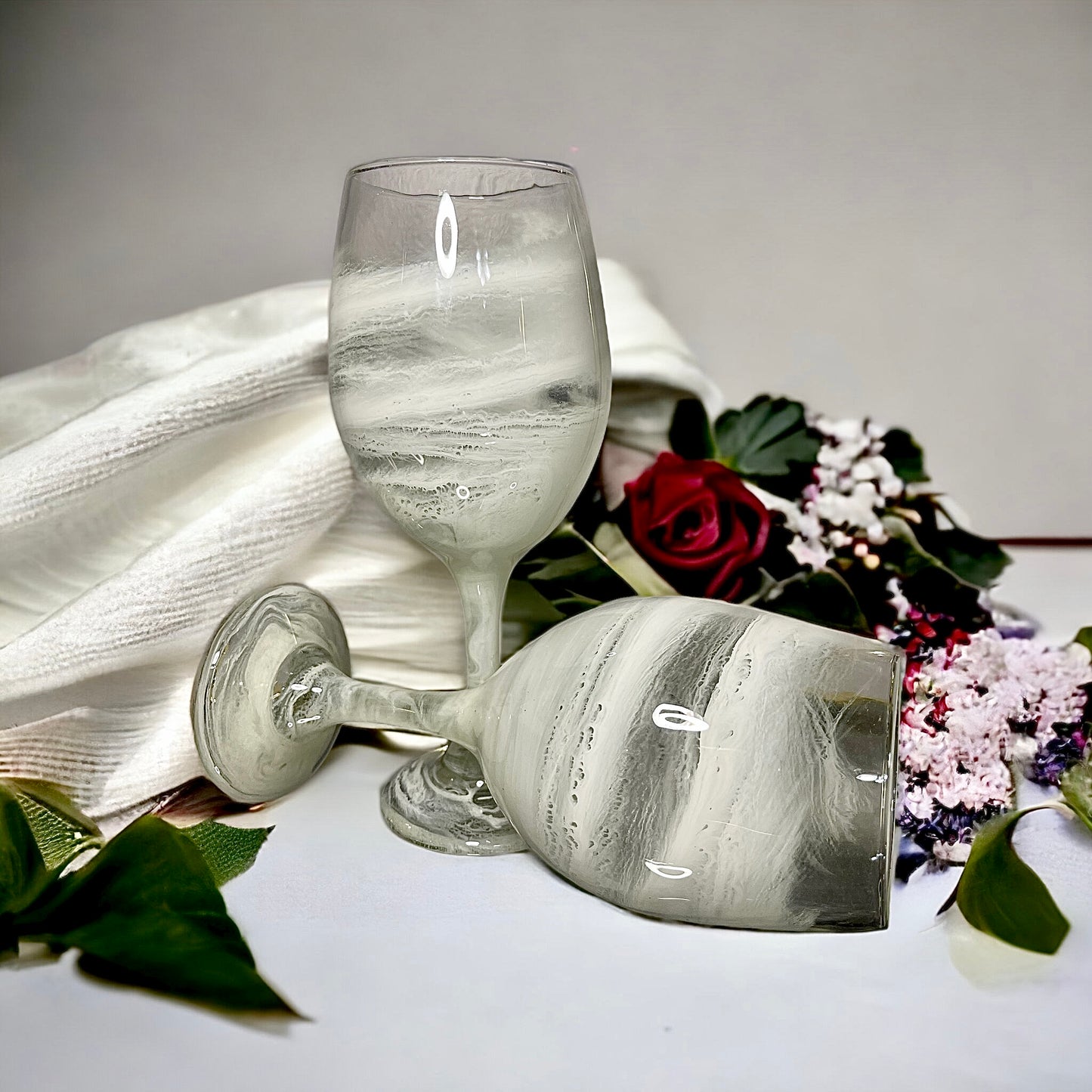White Mist Wine Glasses and Drinkware-Handmade
