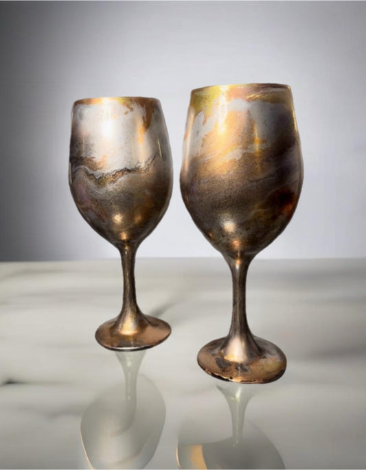 Pressed Metallic Wine Glasses and Drinkware-Handmade