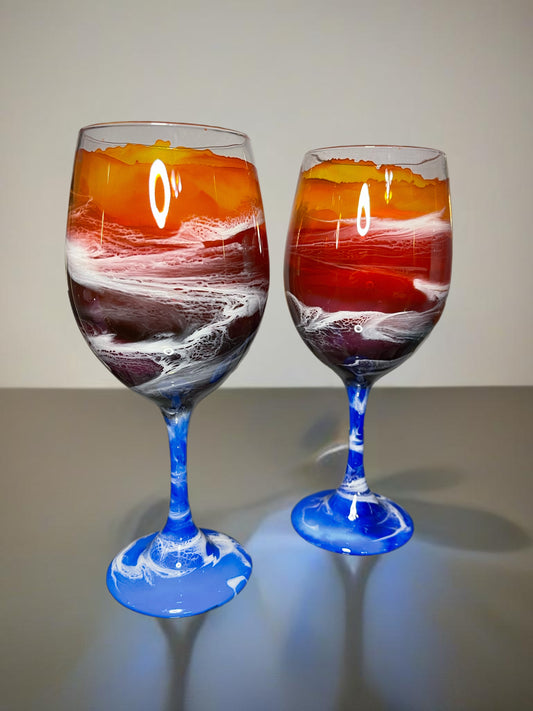 Sunset Wine Glasses and Drinkware-Handmade