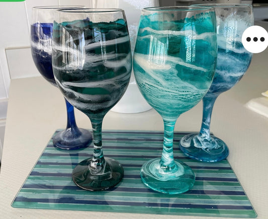 Ocean Wine Glass & Drinkware-Handmade