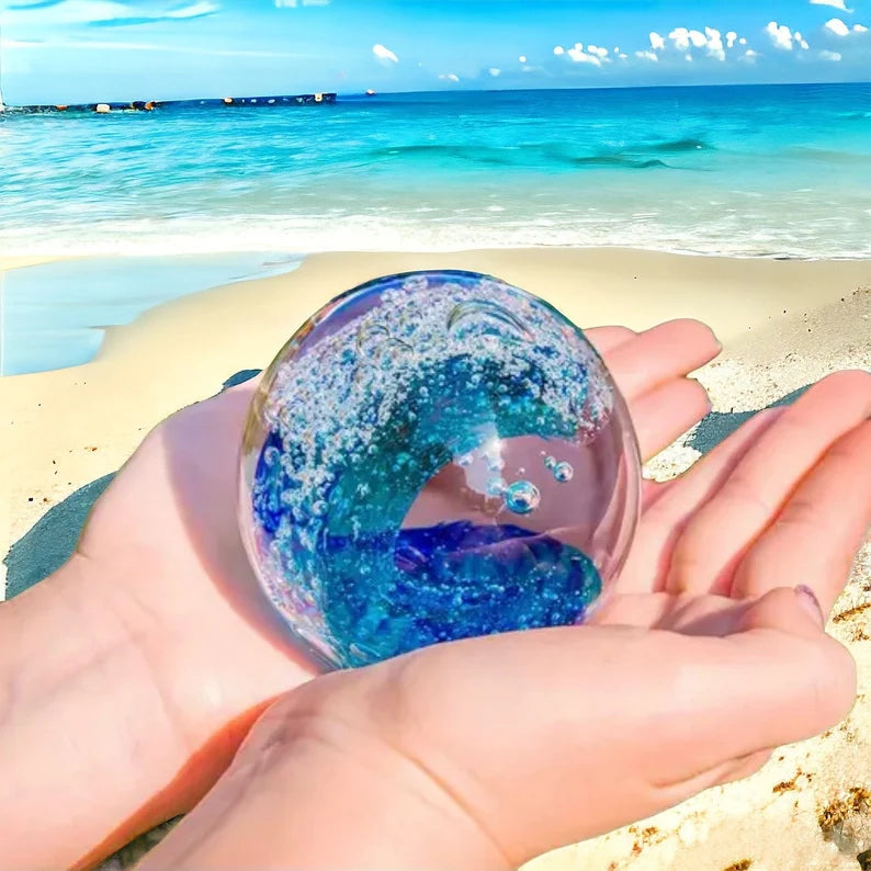 Ocean Wave Glass Art Sculpture-Paperweight
