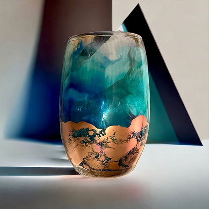 Turquoise and Copper Wine Glass & Drinkware-Handmade