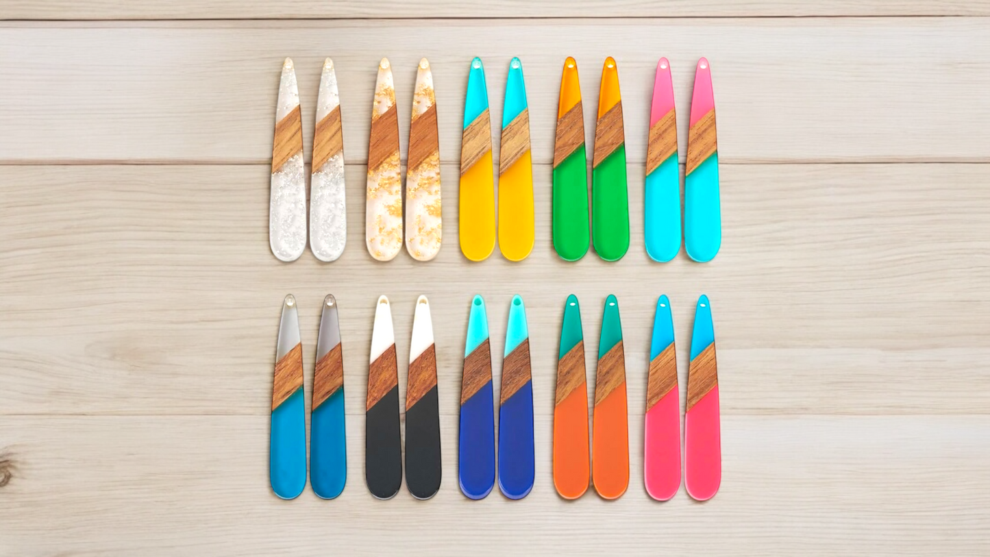 Wood and Resin Drop Earrings-Multiple Colors Available