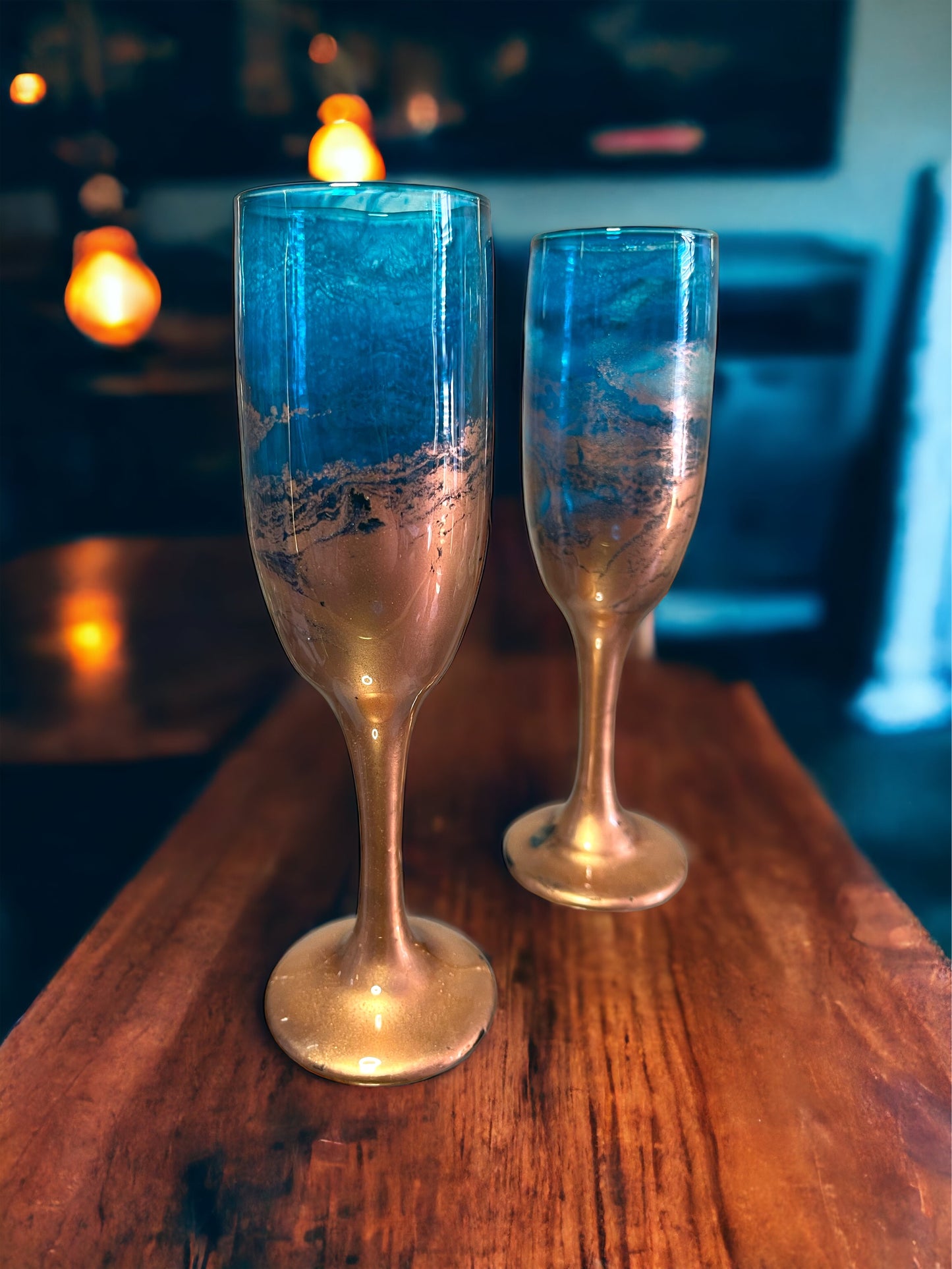 Turquoise and Copper Wine Glass & Drinkware-Handmade