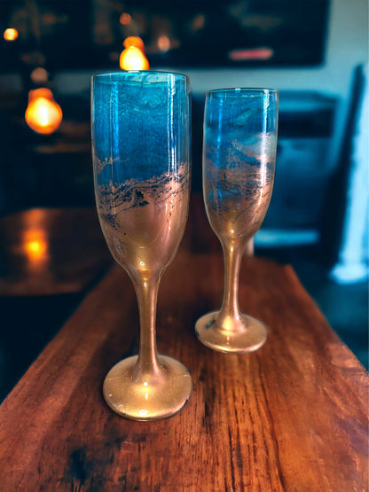 Turquoise and Copper Wine Glass & Drinkware-Handmade