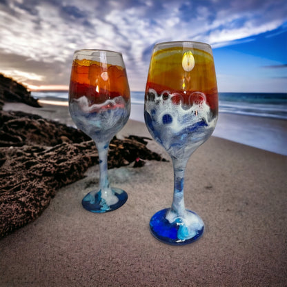 Sunset Wine Glasses and Drinkware-Handmade