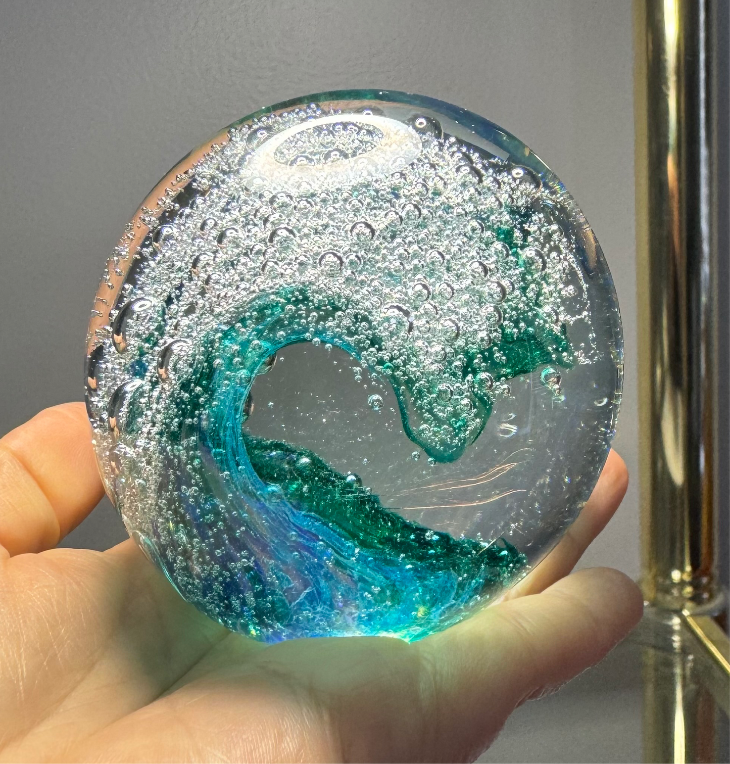 Ocean Wave Glass Art Sculpture-Paperweight