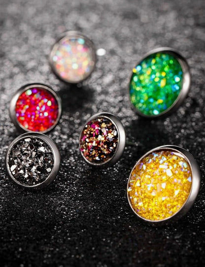 Resin Druzy Stud Earrings- 8mm Multiple Colors Available
