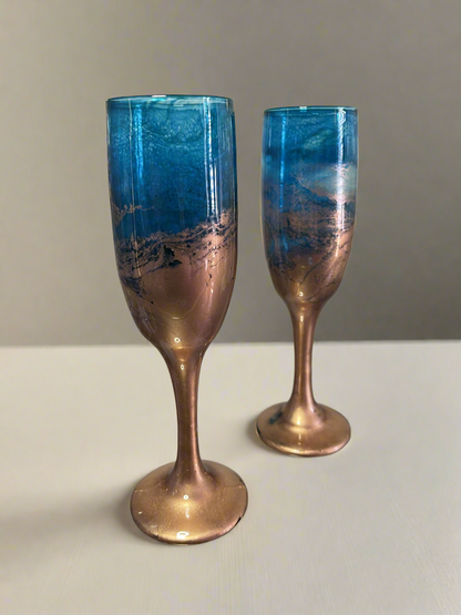 Turquoise and Copper Wine Glass & Drinkware-Handmade