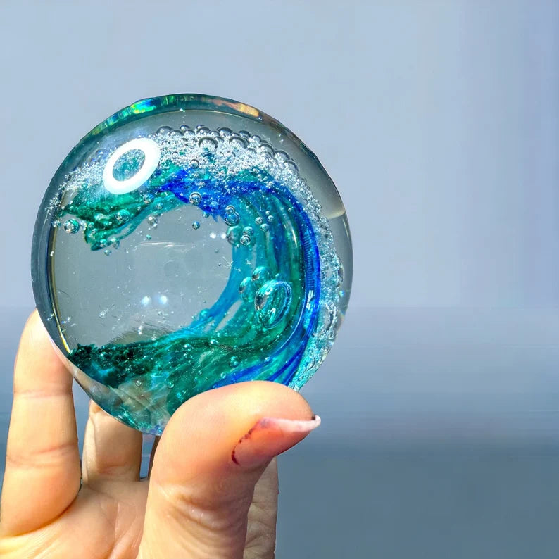 Ocean Wave Glass Art Sculpture-Paperweight