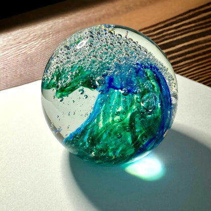 Ocean Wave Glass Art Sculpture-Paperweight