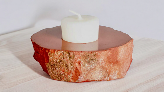 Red Jasper Candleholder with Smooth Top
