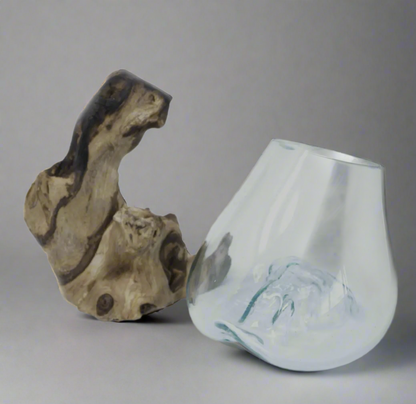 Recycled Molten Glass Bowl on Balinese Gamal Wood