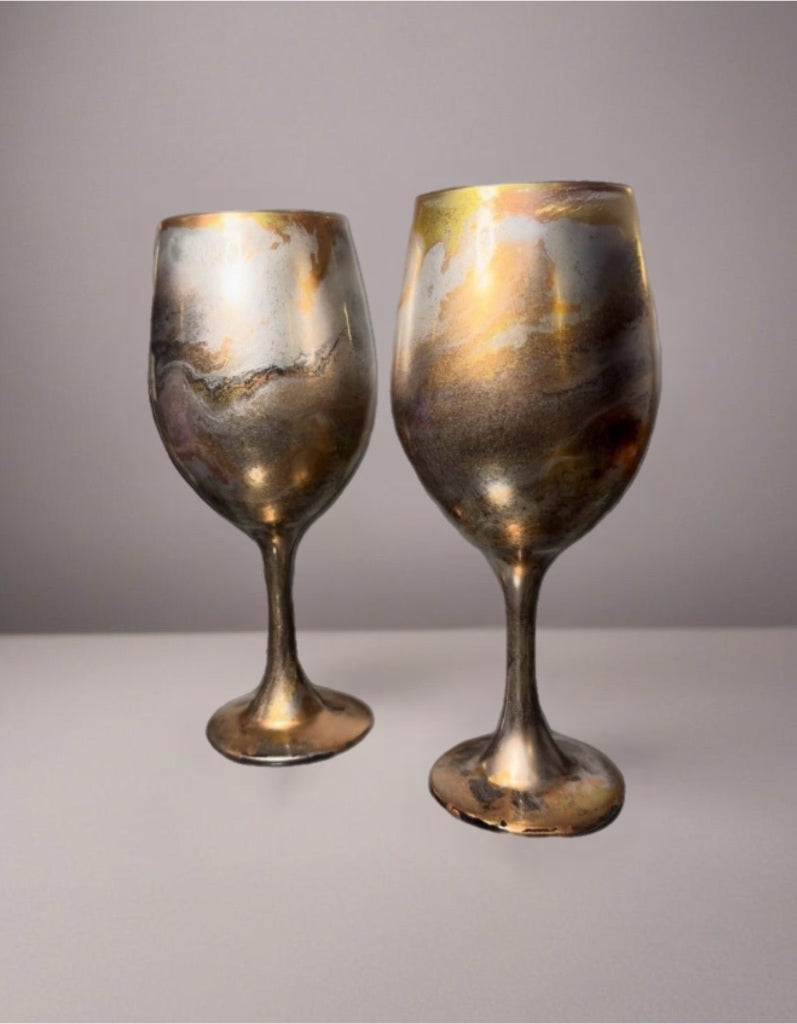 Pressed Metallic Wine Glasses and Drinkware-Handmade