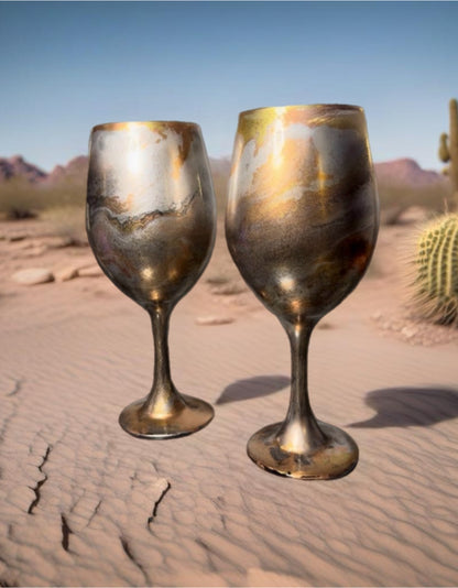 Pressed Metallic Wine Glasses and Drinkware-Handmade