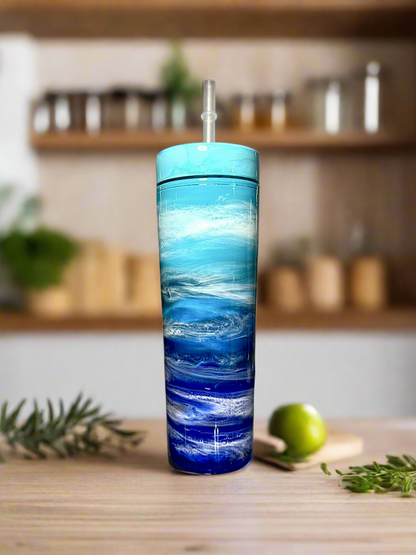 Blue Waves Wine Glasses and Drinkware-Handmade