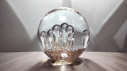 Ocean Bubbles and Mica Sand Glass Art Sculpture-Paperweight