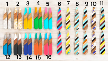 Wood and Resin Drop Earrings-Multiple Colors Available