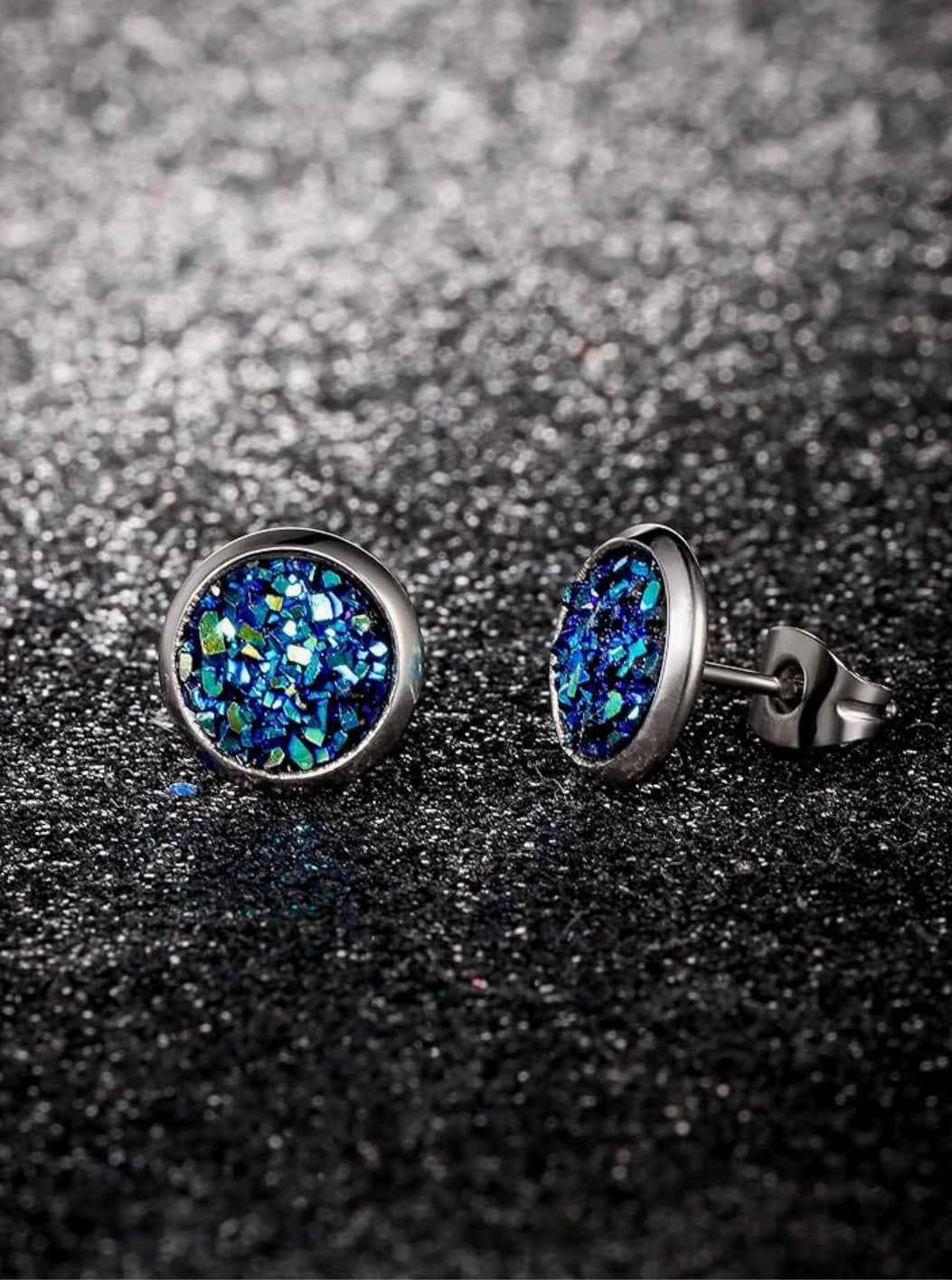 Resin Druzy Stud Earrings- 8mm Multiple Colors Available