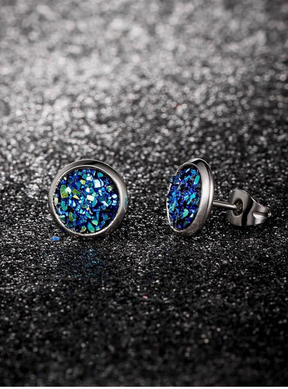 Resin Druzy Stud Earrings- 8mm Multiple Colors Available